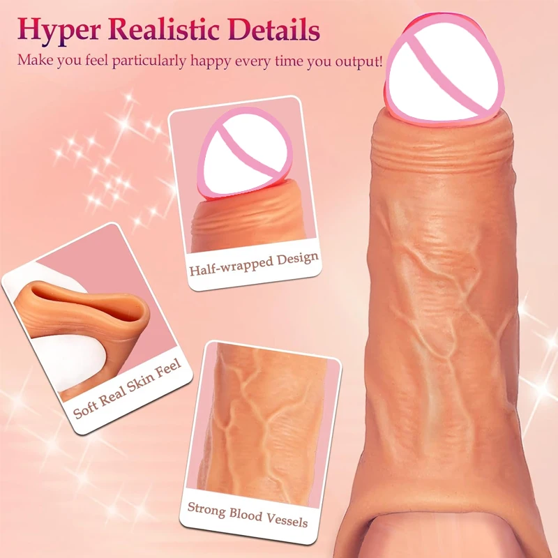 واقعية القضيب كم موسع خاتم الديك تأخير القذف أقوى سيليكون القضيب المكبر الأكمام مقاس لعبة الجنس للرجال #6
