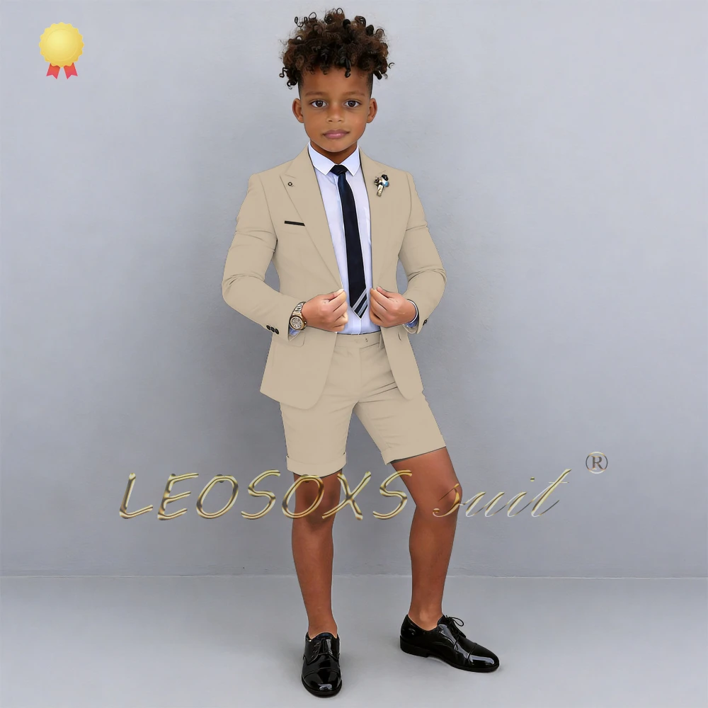 

Boys' 2-Piece Suit, Notch Lapel Single Breasted Blazer & Cuffed Shorts for Weddings, Page Boys & Summer Outdoor Ceremonies