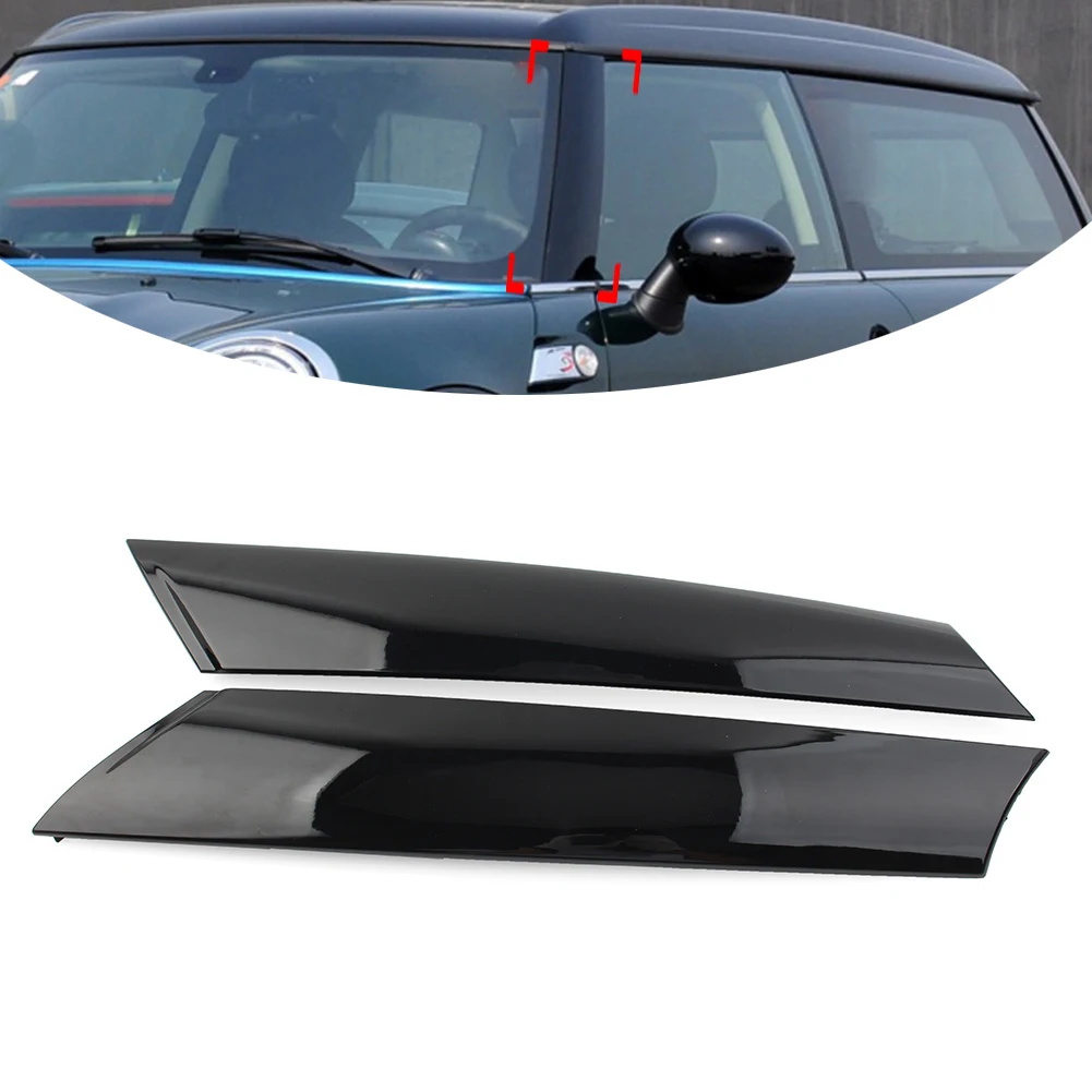 1 Pair Car Front Side Windshield A Pillar Decoration Trim For Mini Cooper R55 R56 R57 51137272583 51137272584 Glossy Black