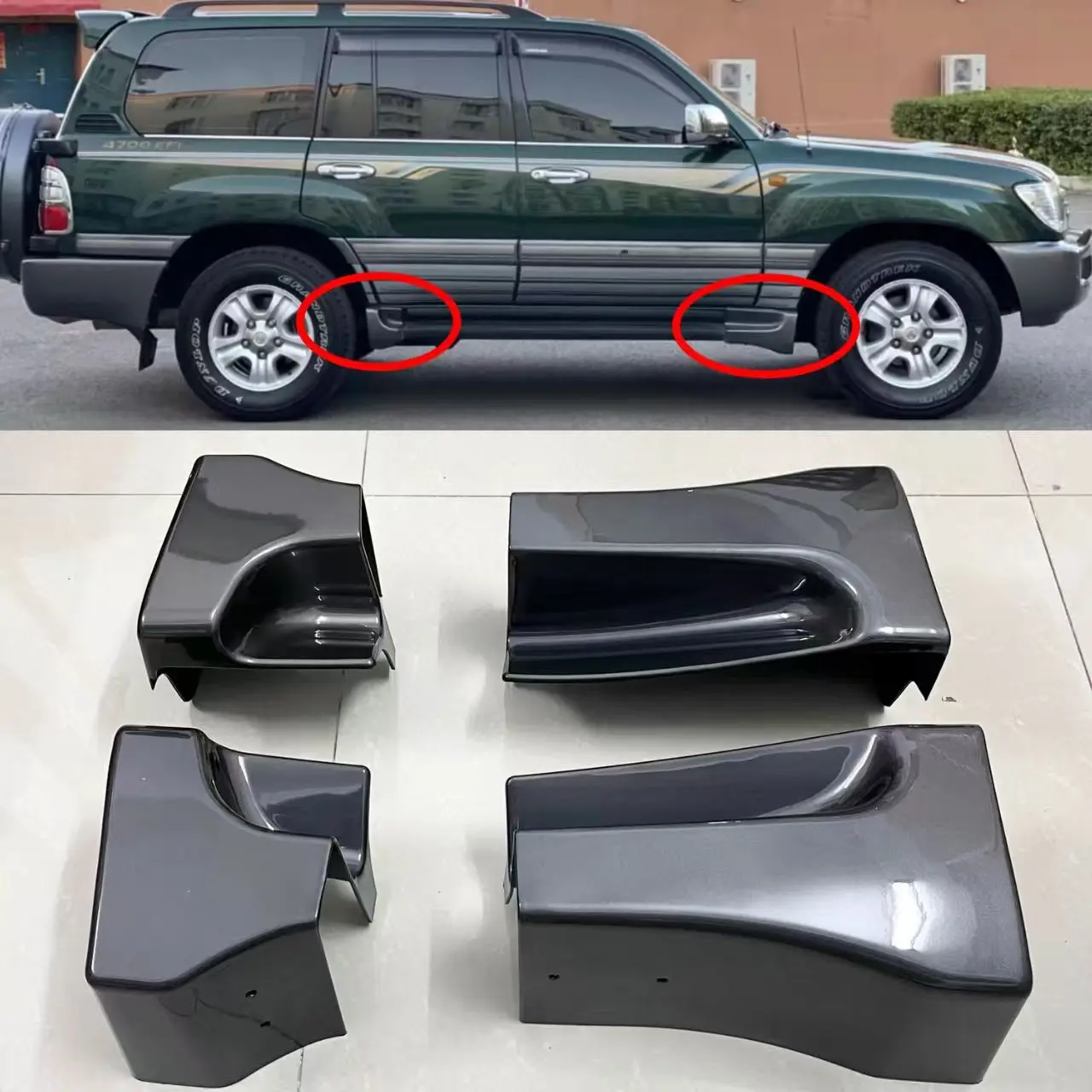 

Car Accessories Running Boards Nerf Bars Side Pedal protection cover Angle package 4pcs For Toyota Land Cruiser LC100 1998-2007