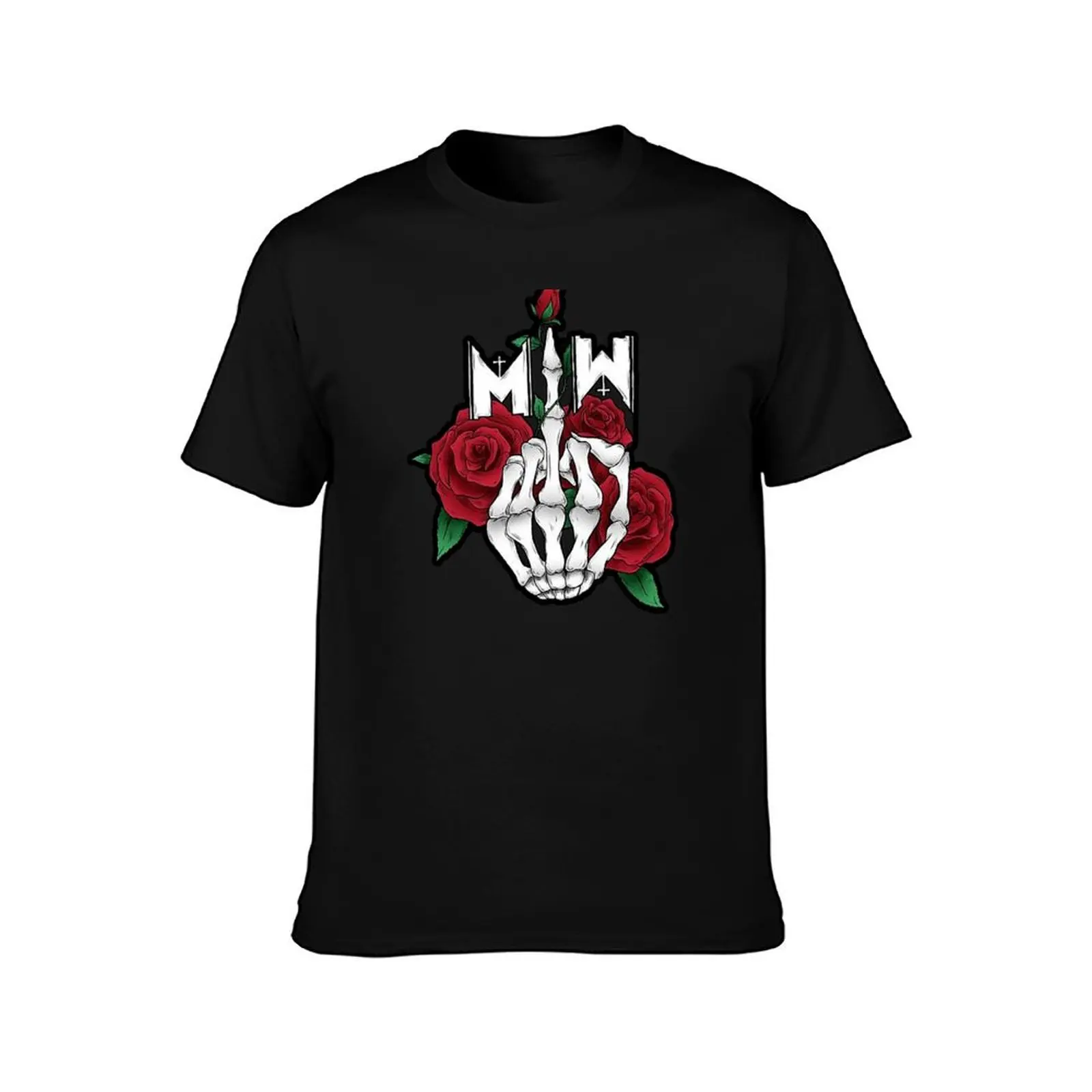 red rose middle finger T-Shirt Summer Casual Cotton Tee Oversized Streetwear Tops Vintage Graphic Print Unisex Men Women