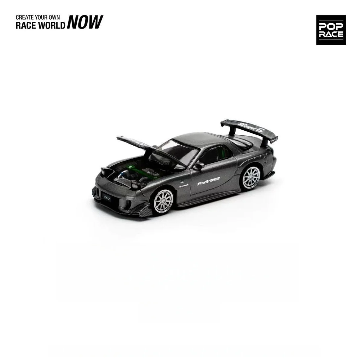 Poprace 1:64 RX7 RE AMEMIYA WIDEBOAD modelo de carro em liga