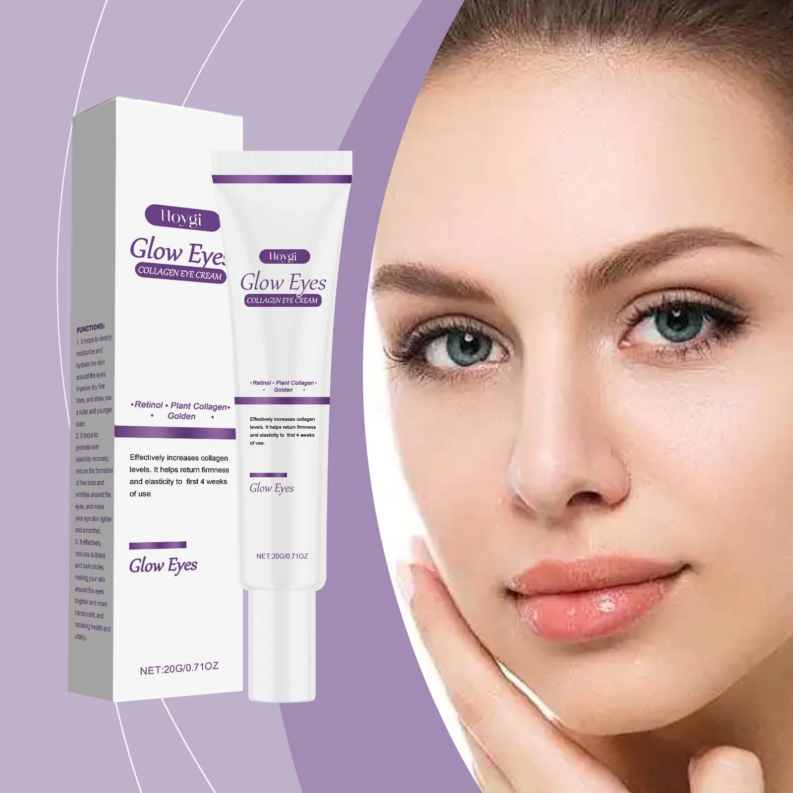 

Hoygi Collagen Eye Cream Fade Fine Lines Eye Bags Remover Puffiness Anti Dark Circles Moisturizing Firming Nourishing Eye Care