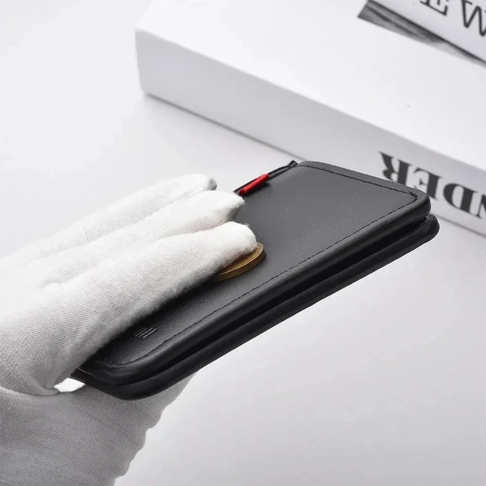 1 pezzo nuovo mini portafoglio porta carte di credito in morbida pelle PU ultrasottile portafoglio da uomo verticale corto di alta qualità
