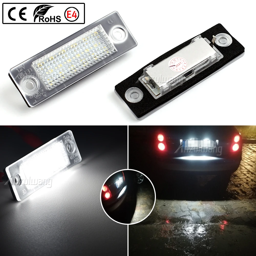 For VW Caddy Transporter T5 Passat Golf Touran Jetta for Skoda Canbus Led Rear Number License Plate Lights Auto Parking Lamps