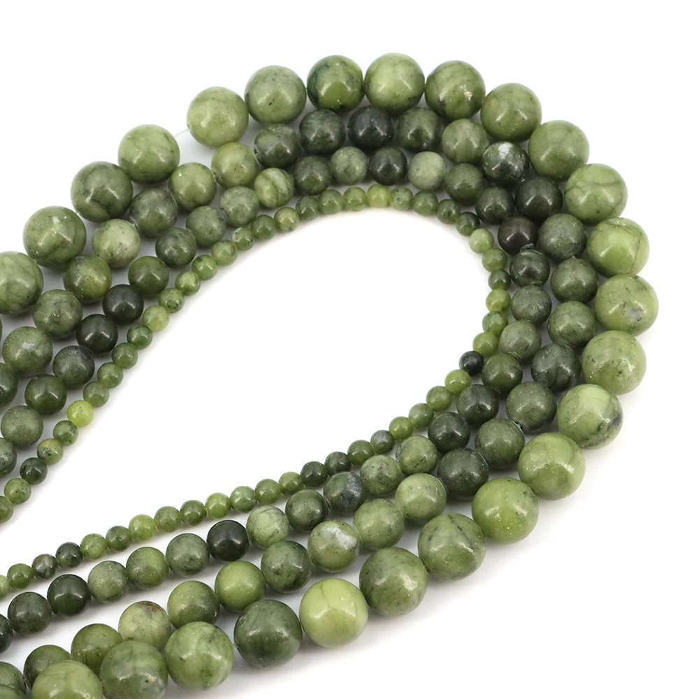 

1 Strand Natural Green Southern Jade Bead 4/6/8/10mm Round Gem Bead for DIY Bracelet Charms Jewelry Making Accessories Wholesale