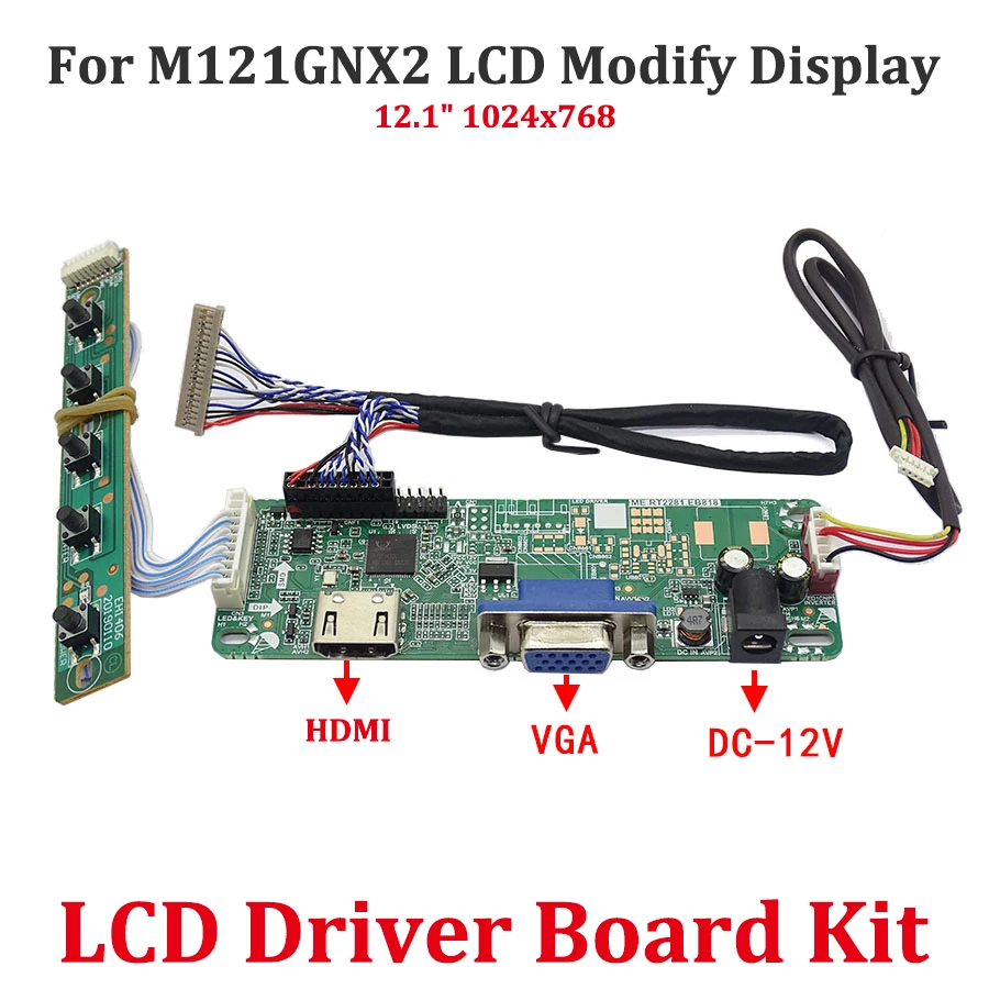 Para IVO M121GNX2 12,1 pulgadas 1024x768 1ch 6bit 20 pines 1,25mm Cable LVDS VGA pantalla LCD Monitor Kit de controlador controlador controlador WLED