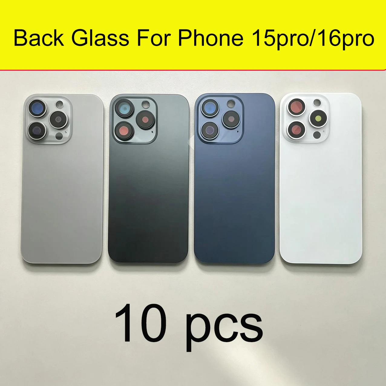 10 Pcs Replacement Back Glass For iPhone 15 Pro / 16 Pro, Rear Glass With Magnetic Ring & Bracket, Repair Spare Parts For Damage