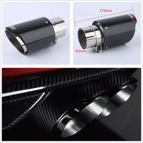 New Real Carbon Fiber LOOK bCar Exhaust Tip Pipe 63mm-89mm Universal Muffler Tip Cover