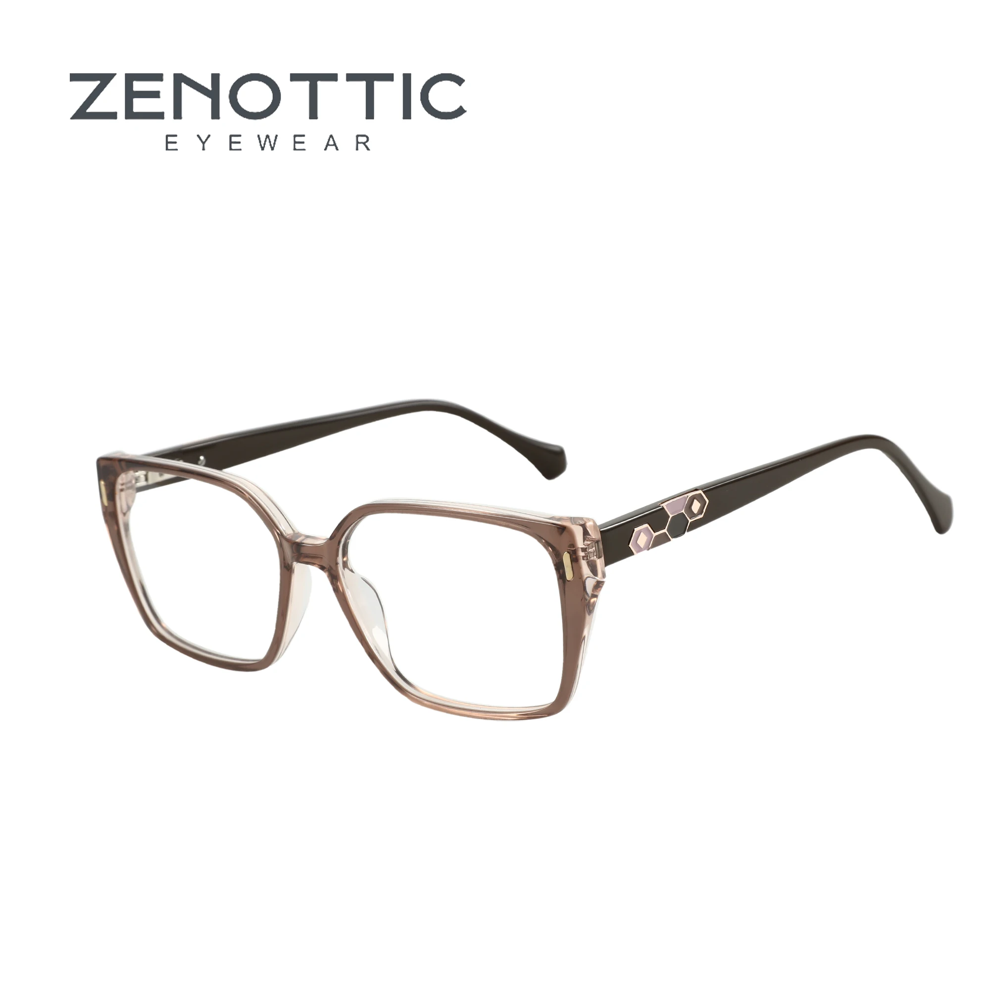 

ZENOTTIC 2024 Women's Glasses Frames Spring Leg Fashion Square Eyewear Handmade Acetate Non-Prescription Eyeglasses