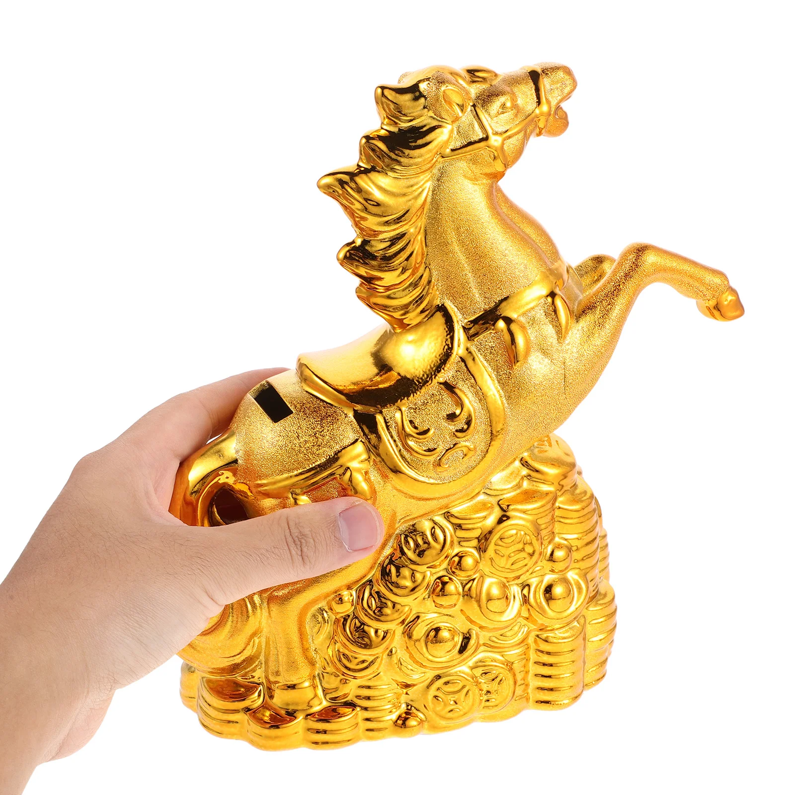 

Ceramic Horse Coin Bank Zodiac Animal Smooth Glossy Surface Decorative Money Box for Home Office Table Money Box