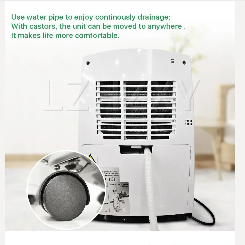 

Бытовой осушитель воздуха 50-60 л/24 ч с баком для воды 7,2 л, на хладагенте R290, очиститель воздуха, круглосуточная осушка для гостиных и кабинетов