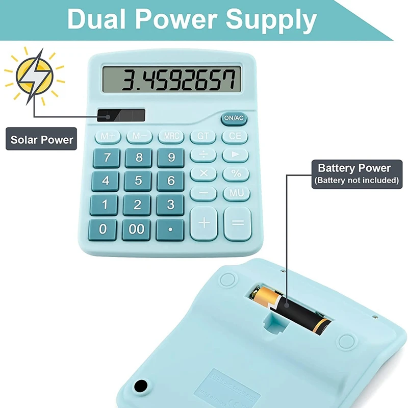 12 Digits Electronic Calculator Solar Calculator Dual Power Calculator Office Financial Basic Desk Calculator