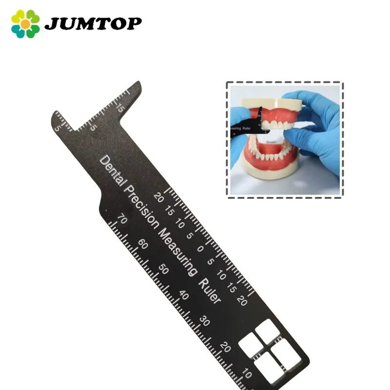 JUMTOP Dental Aluminum Precision Measuring Ruler Double Sided Photography Gauge Dentistry Instrument