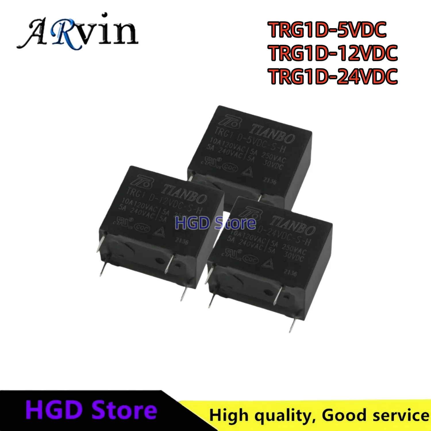 5 шт. реле Tianbo TRG1D-5VDC TRG1D-12VDC TRG1D-24VDC-S-H 4-контактный 5A, один комплект нормально разомкнутых для замены HF32F