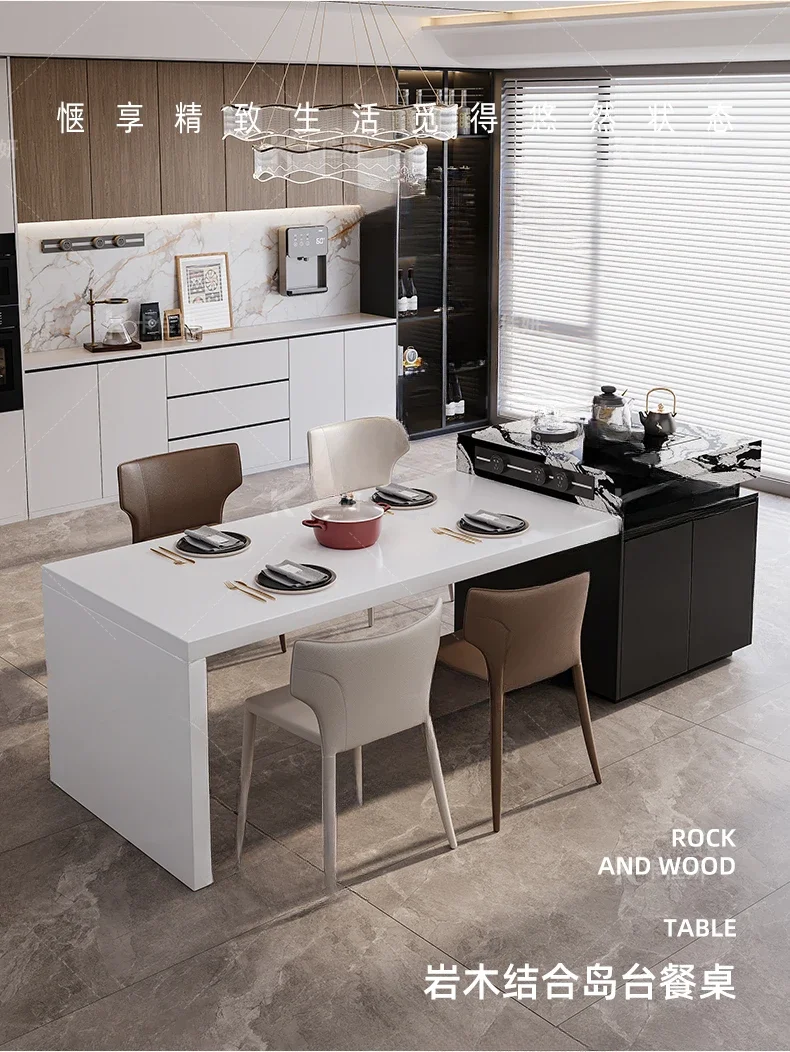 Dining table integrated household retractable custom high-end light luxury medium inverted guide multi-function