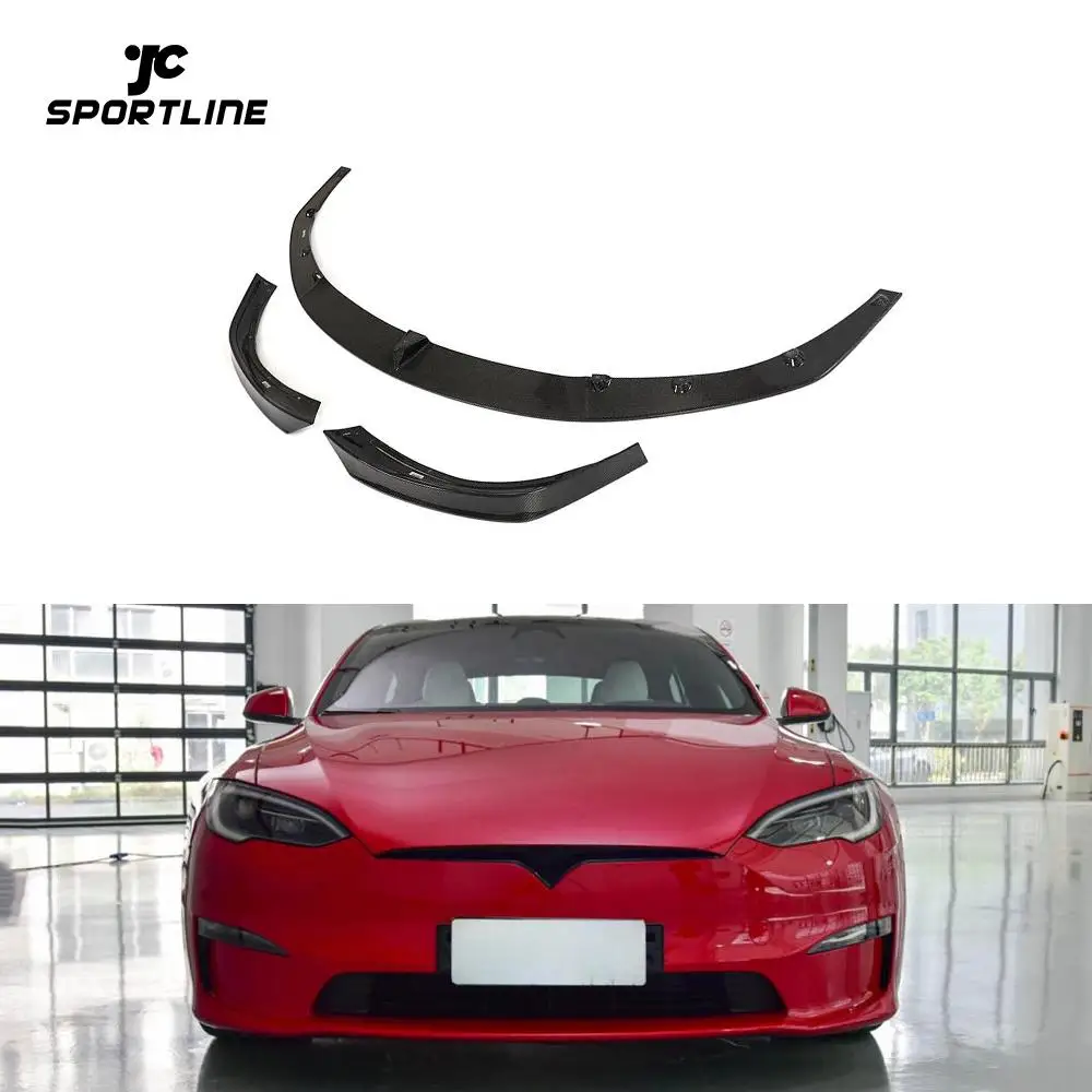 

Carbon Fiber Front Lip Splitter for Tesla Model S Plaid Sedan 4-Door 2021-2023 V style