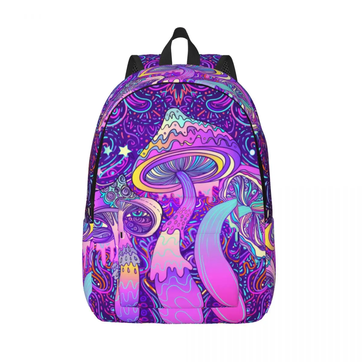 

Psychedelic Mushroom Trippy Backpack Elementary High College School Student Shrooms Book Bags Teens Canvas Daypack Sports