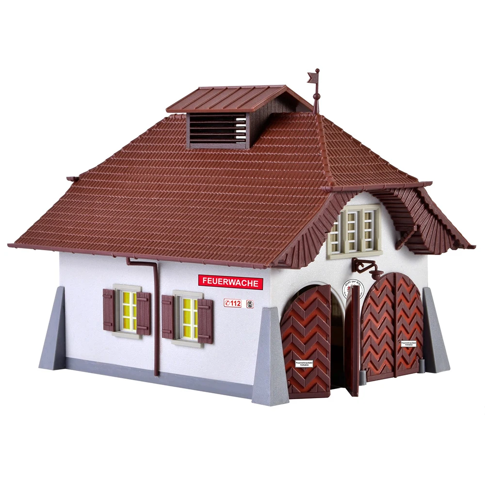 

1/87 HO Scale Architectural Model 38032 Rural Fire Station with House Lighting Miniature Scene Series Sand Table Landscape