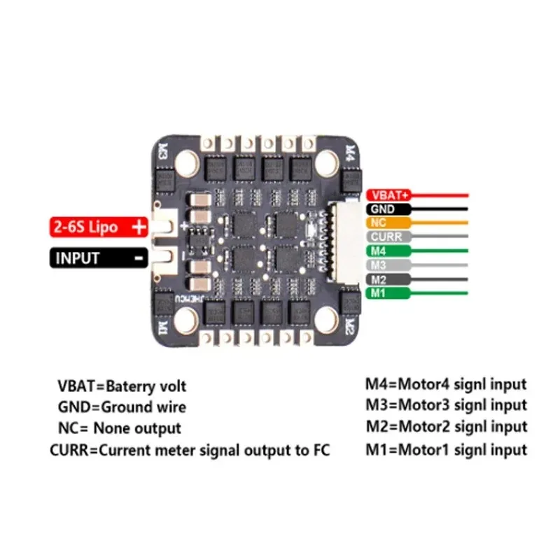 JHEMCU EM40A BLHELI_S DSHOT600 2-6S 40A 4in1 فرش ESC 20X20mm ل RC FPV سباق الطائرة بدون طيار كوادكوبتر أجزاء