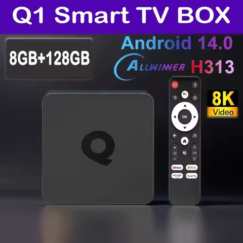 Smart TV Box Android 14 - Allwinner H313 WiFi Dual Band 2.4G + 5G 8K 64GB/128GB Almacenamiento Google Certified Decodificador