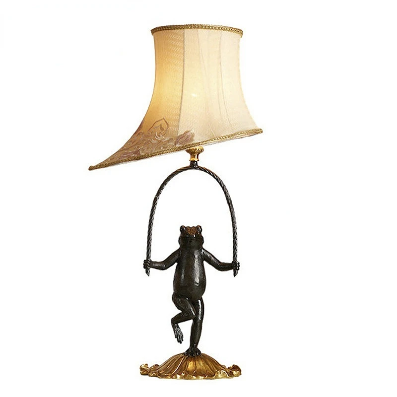 Mid Night Black Porcelain With Bronze Table Lamp, Ancient Brass Five heads Home Decorated Candle Lighting