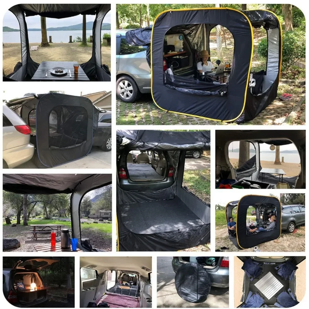 Car Rear Extended Tent Automatic Pop Up 4-6 Person Tents Outdoor Camping Waterproof Travel Folding Mosquito Net Accessories