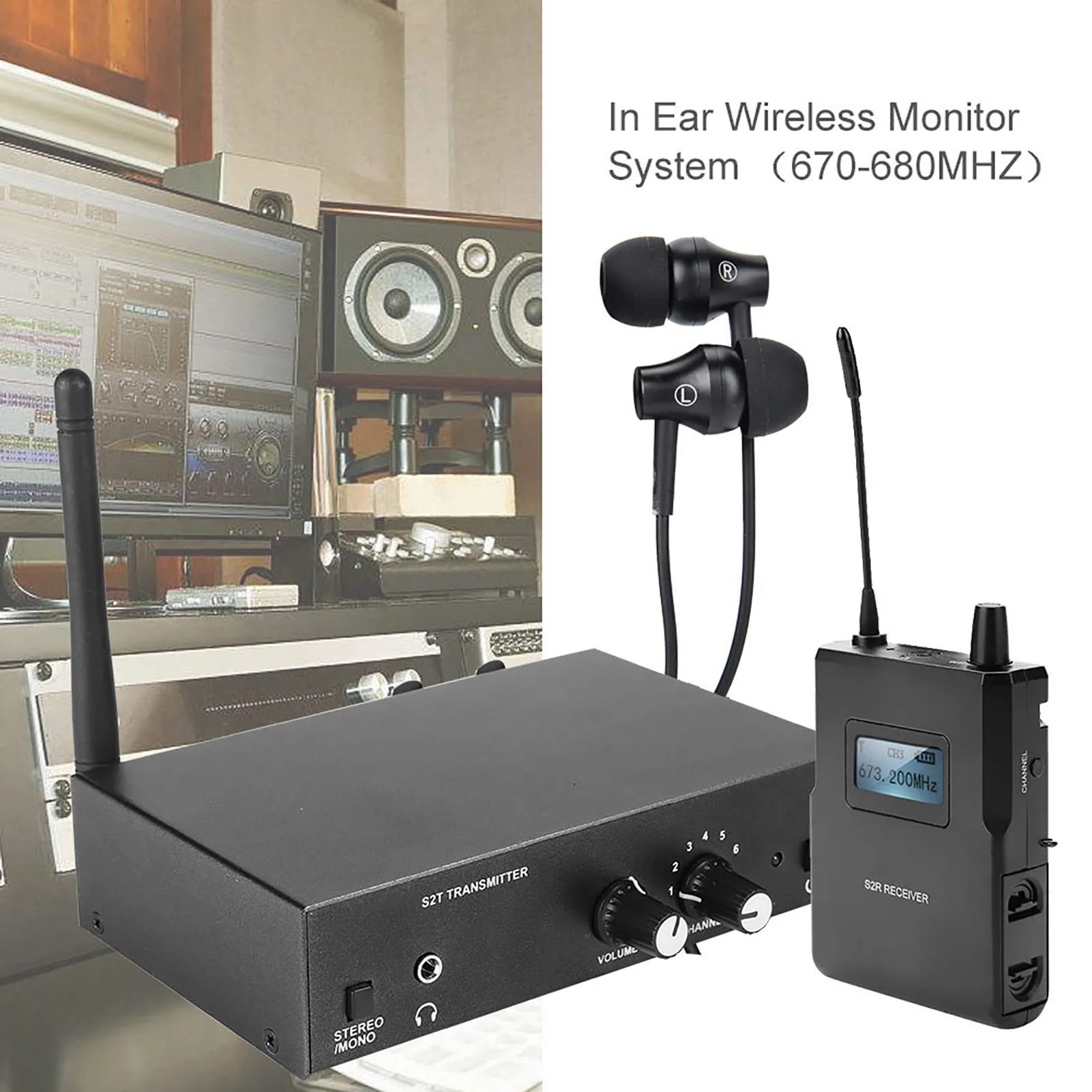 For ANLEON  UHF Stereo Wireless Monitor System  System 670‑680MHZ 100‑240V  Monitor Wireless Monitor System