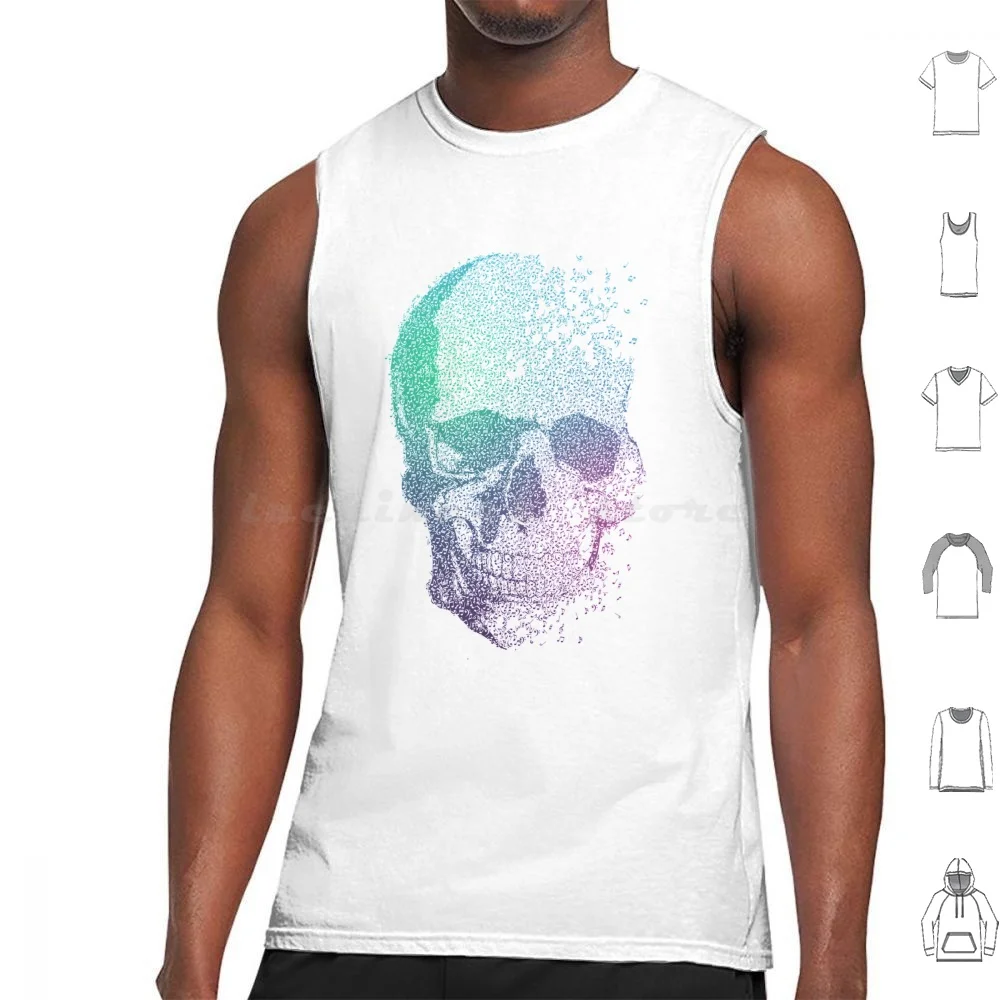 Music Skull Color Tank Tops Print Cotton Clubs Artist Abstract Sounds Vinyl Obdurate Indurate Callous Arduous Craggy