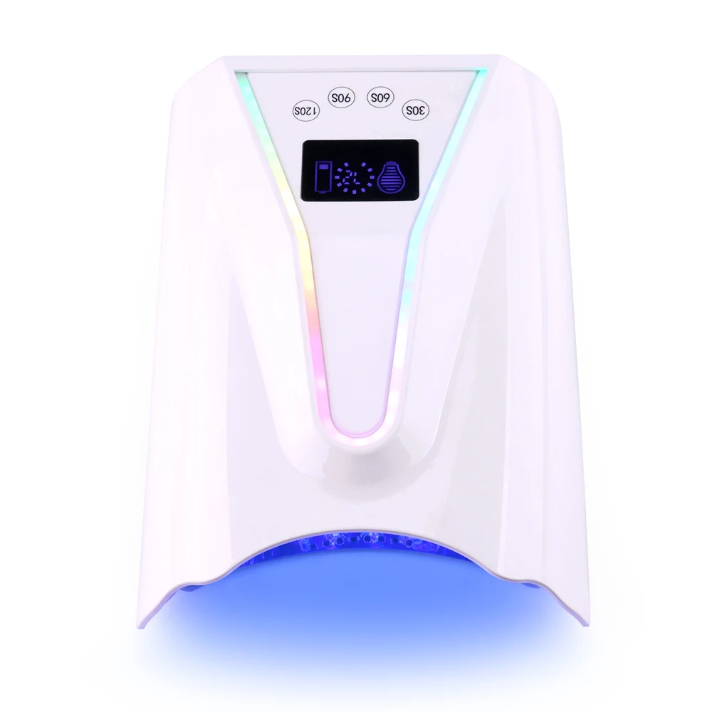 New material Portable128W Rainbow Atmosphere Light Cordless Nail Lamp UV Led Dryer Rechargeable uv light for nails dryer for gel