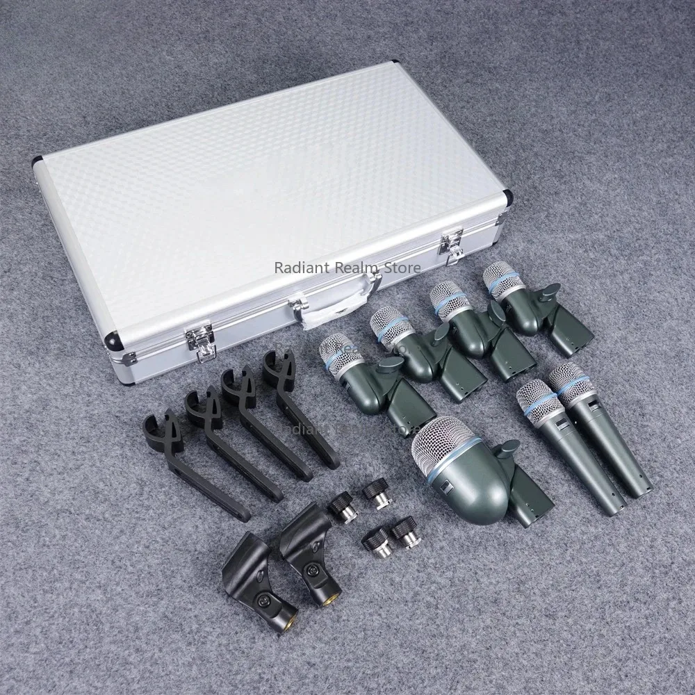 Professional 7 Piece Drum Kit Instrument Microphone Mic For Bass Amp Toms Snare Drum drum microphone set for stage view 2