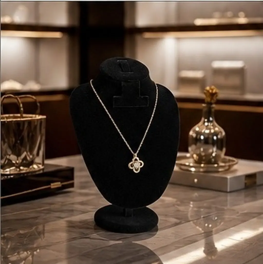 Black Jewelry Display Stand Lint Mannequin Necklace Holder Bust Easel for Tabletop Jewelry Store Display Rack Organizer