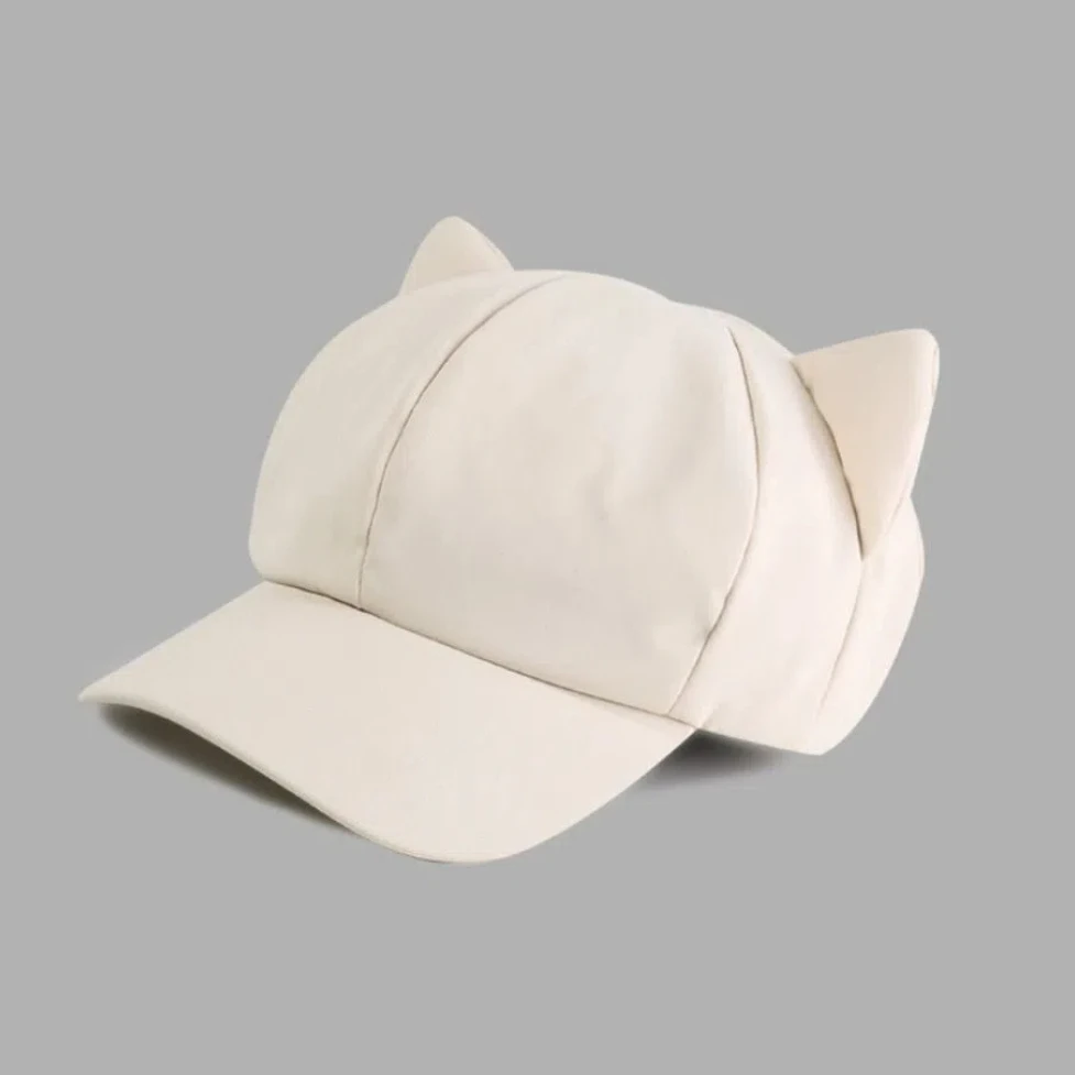 

Cute Korean Y2k Cat Ear Hat Solid Color Casual Women's Baseball Hat Sunscreen Outdoor Peaked Cap Girl