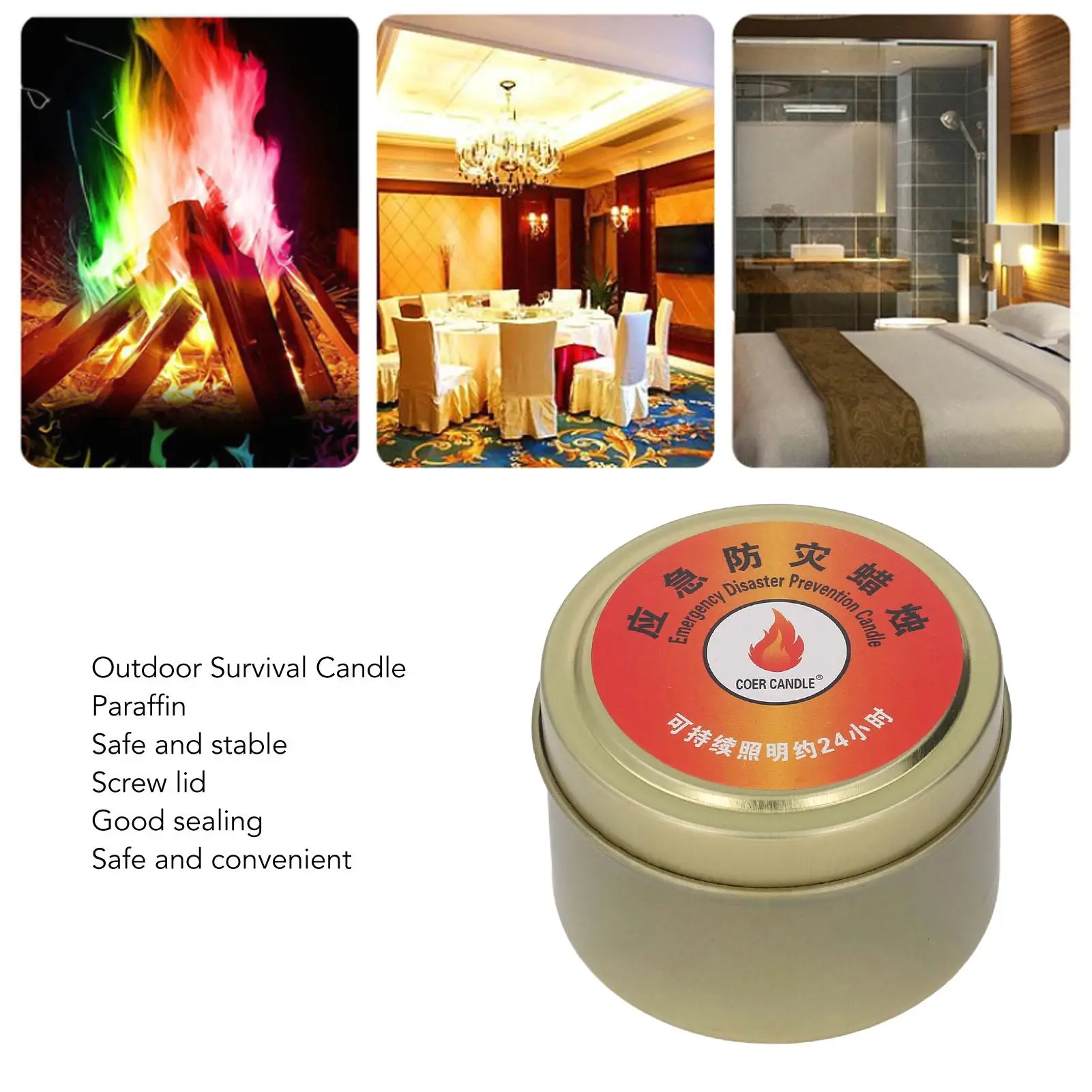 24 Hour Windproof Waterproof Outdoor Survival Candle - Bright Smokeless Camping Candle for home & Wilderness