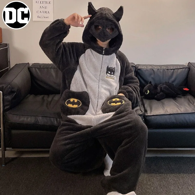 Pijamas DC Cartoon Anime Batman para hombres y mujeres, moda de otoño e invierno, mono informal creativo y elegante para el hogar