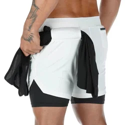 Men's sports Running shorts printed compression Quick Drying shorts training 2-in-1 Double-decker Shorts basketball Bottom