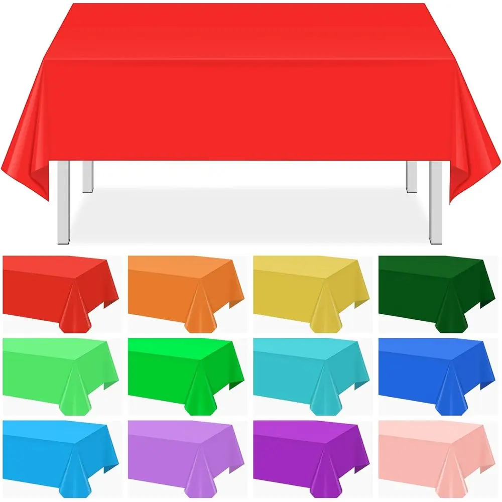 

12-Pack Multicolor Disposable Plastic Tablecloths, 54x108 Inches, Ideal for Rainbow Themed Parties, Birthdays, Weddings, and Out