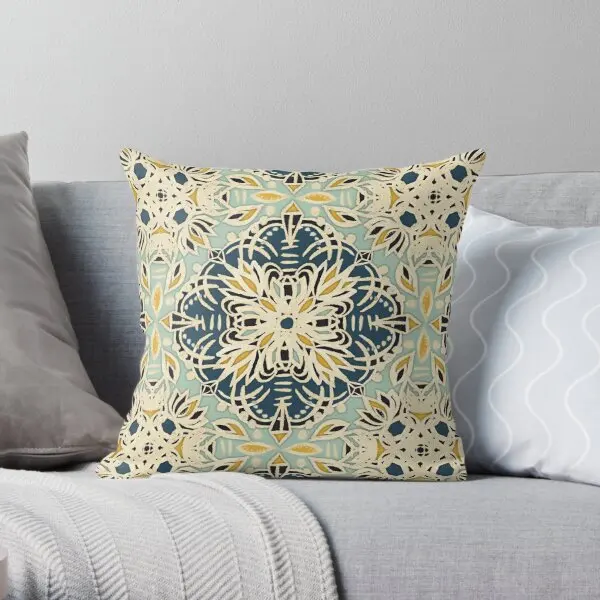 Protea Pattern In Deep Teal Cream Sage  Printing Throw Pillow Cover Decorative Wedding Comfort Sofa Pillows not include One Side