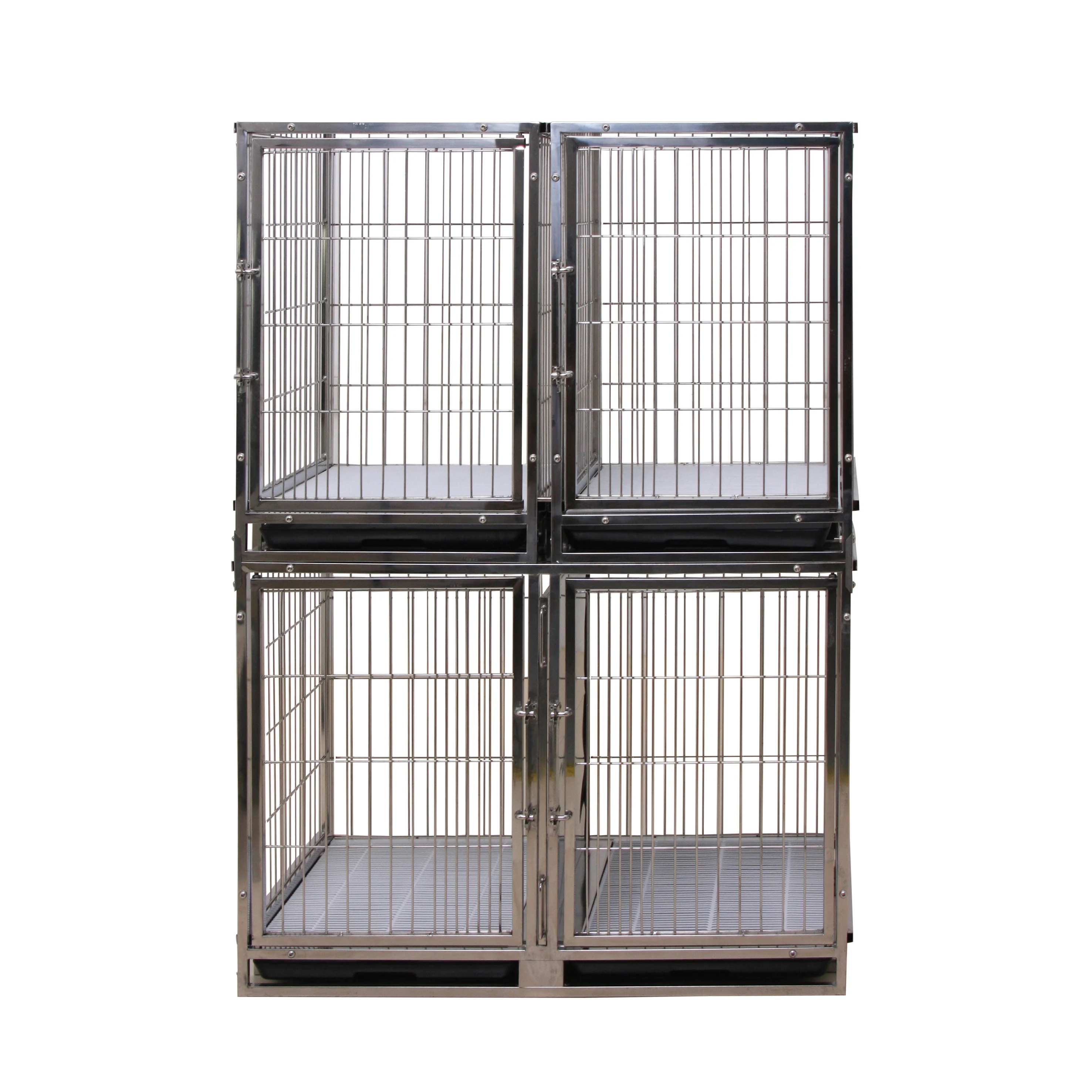 Puppy Shop Pet Clinic Veterinary Groomer Use Wire Construction Foldable Stainless Steel Cat Cages Crates Modular Pet Dog Cages