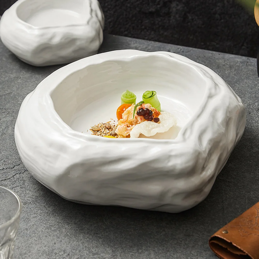 

Double Layer Salad Bowl Ceramic Multipurpose Fruit Dessert Household Food Holder Reusable Kitchen Food Storage Container