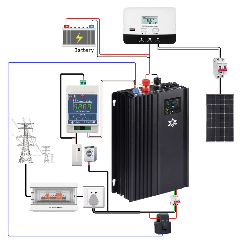 1000W 24V 36V 48V 60V 72V 96VDC Battery Discharge Converter AC 120V 230V Battery Storage Pure Sine Wave Grid Tie Microinverter