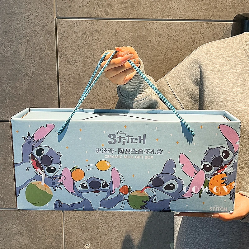 

Набор керамических кружек Disney Stitch, 4 шт., в подарочной коробке, для девушки, подруги, женщины, на день рождения, Новый год