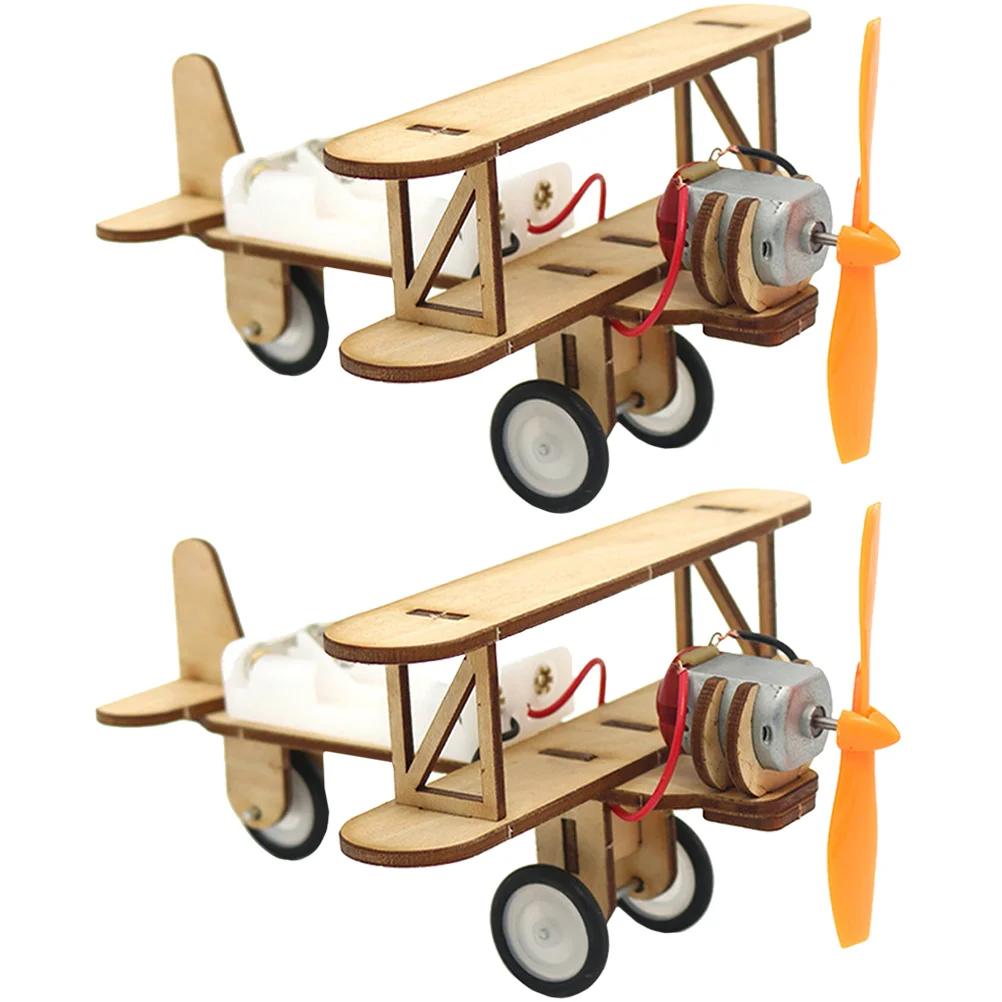 

2 Pcs 3d Wooden Puzzles Decorative Model Toy DIY Plane Kids Craft Toys Handmade Early Educational Children Assemble