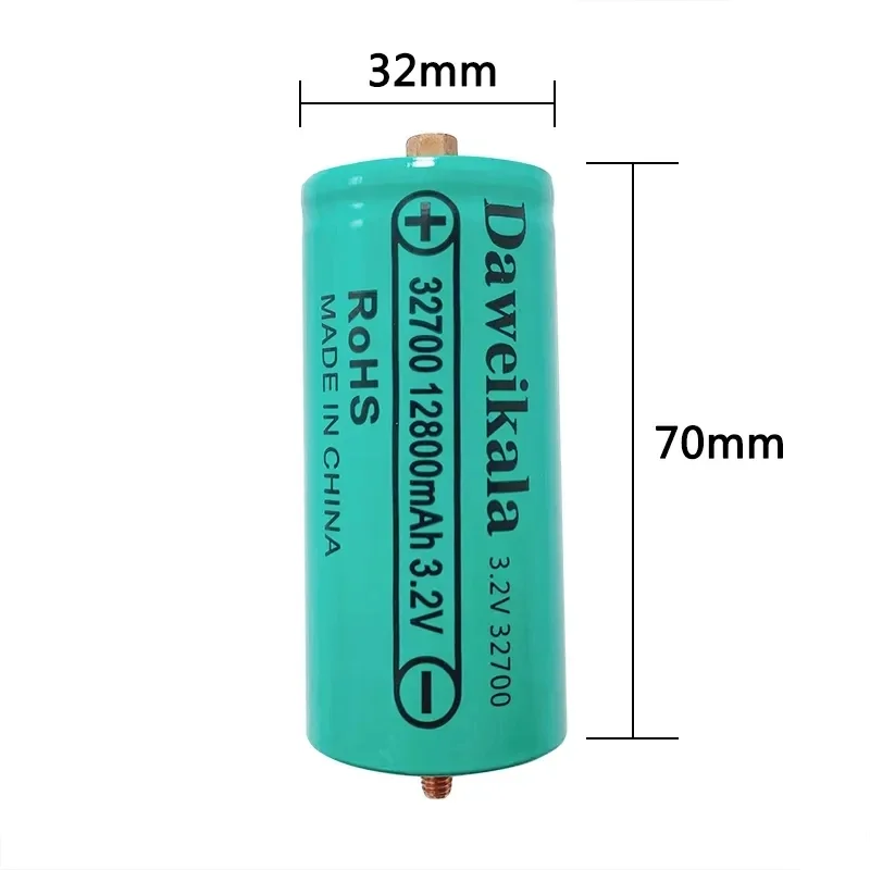 Daweikala-batería recargable Lifepo4, 32700, 12800mAh, 3,2 V, potencia de fosfato de hierro y litio profesional con tornillo