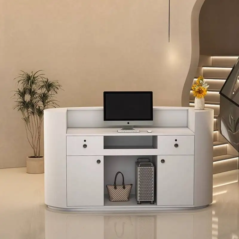 تصميم مكاتب الاستقبال للتخزين ديكور رخيص مكاتب الاستقبال الفاخرة الحديثة الصغيرة البيضاء الكلاسيكية الخشب أثاث الاستقبال Mostrador