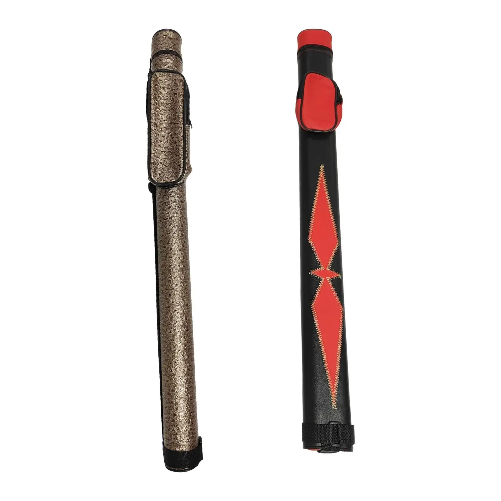 

Billiards Pool Cue Case 1/2 Jointed Cue Case Dustproof Portable Handle 1/2 Cue Bag with External Pocket PU Leather Carrying Bag