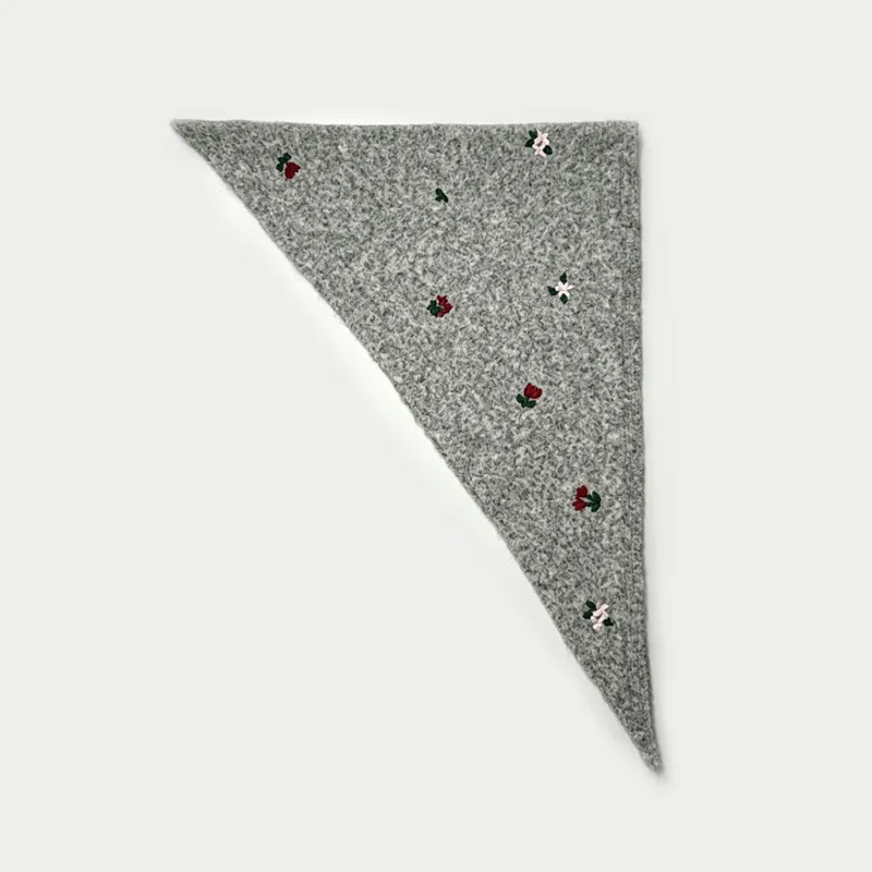 Original Niche handbestickter Wollmischschal mit Rosenblumenmuster für Damen, herbst- und wintergeeignet, gestrickter warmer Schal. – Detail 11