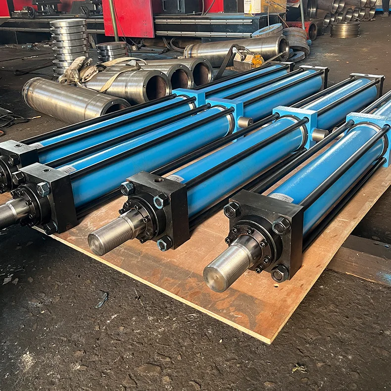 Heavy Duty Double Acting Welded Piston Hydraulic Cylinder With Middle Trunnion and Flange Mount for Construction Machinery