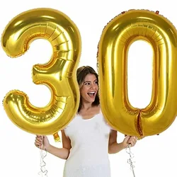 40 inch Large Gold Number Balloons 10 20 30 40 50 60 70 80 90 years adult Birthday Anniversary Decoration Supplies Gold Balloon