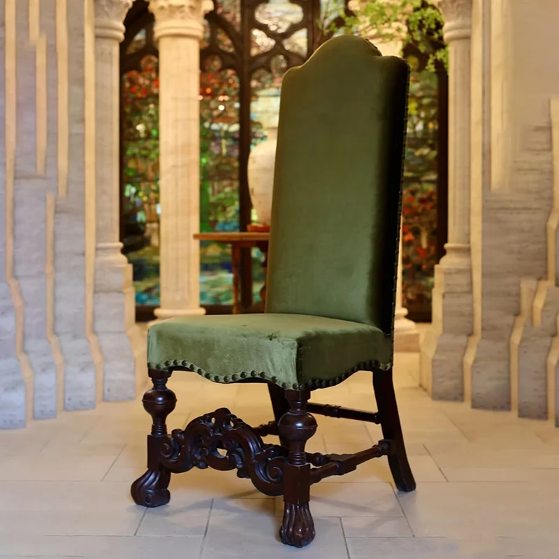 

French vintage solid wood dining chair, vintage hand-carved living room, home back chair, lounge